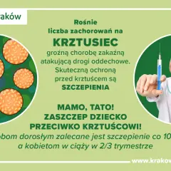Rośnie liczba zachorowań na krztusiec. Zaszczep dziecko przeciwko tej groźnej chorobie zakaźnej. Skuteczna ochrona to szczepienia.