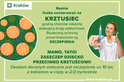 Rośnie liczba zachorowań na krztusiec. Zaszczep dziecko przeciwko tej groźnej chorobie zakaźnej. Skuteczna ochrona to szczepienia.