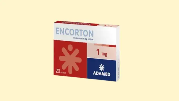 Opakowanie leku Encorton 1 mg, zawierające 20 tabletek. Stosowany w leczeniu stanów zapalnych i alergicznych.
