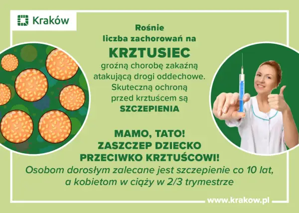 Rośnie liczba zachorowań na krztusiec. Zaszczep dziecko przeciwko tej groźnej chorobie zakaźnej. Skuteczna ochrona to szczepienia.