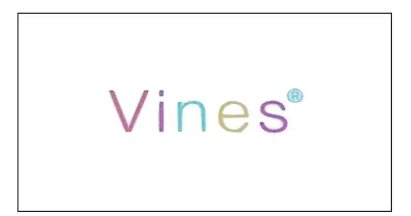 Kolorowe litery tworzą napis "Vines" z symbolem ®. Być może to nazwa suplementu, jak vines tabletki.